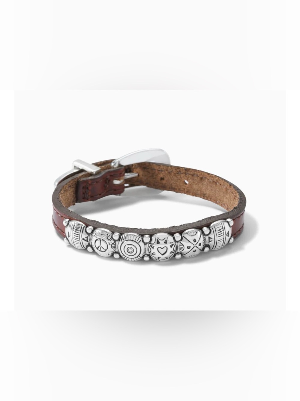 💍Brighton Harmony Bandit Leather Bracelet – Brown | Silver-Plated Accents